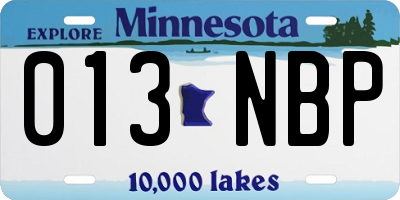 MN license plate 013NBP