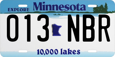 MN license plate 013NBR