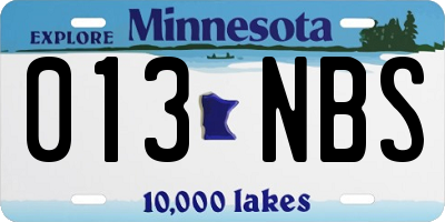 MN license plate 013NBS