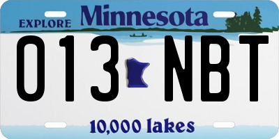 MN license plate 013NBT