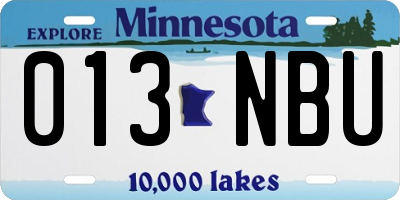 MN license plate 013NBU