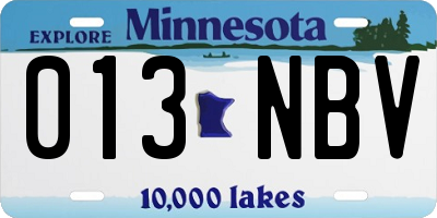 MN license plate 013NBV