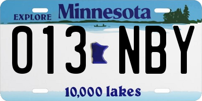 MN license plate 013NBY