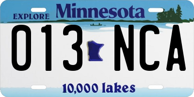 MN license plate 013NCA