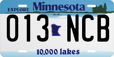 MN license plate 013NCB