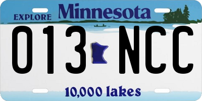 MN license plate 013NCC