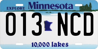 MN license plate 013NCD