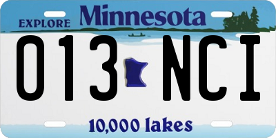 MN license plate 013NCI