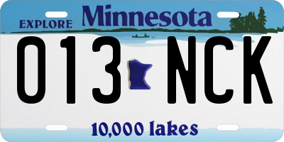 MN license plate 013NCK