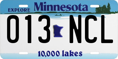 MN license plate 013NCL