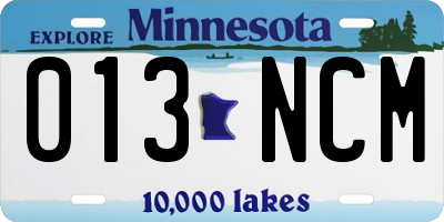 MN license plate 013NCM