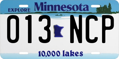 MN license plate 013NCP