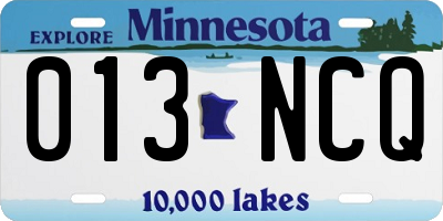 MN license plate 013NCQ