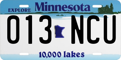 MN license plate 013NCU
