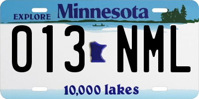 MN license plate 013NML