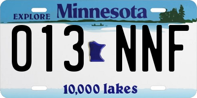 MN license plate 013NNF