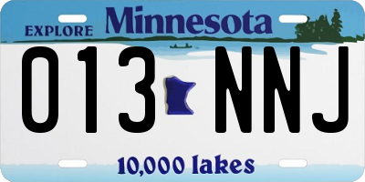 MN license plate 013NNJ