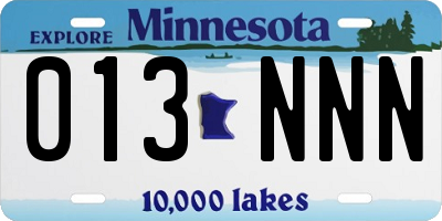 MN license plate 013NNN