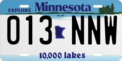 MN license plate 013NNW