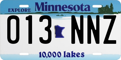MN license plate 013NNZ