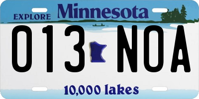 MN license plate 013NOA