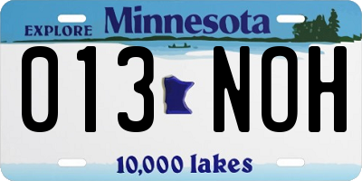 MN license plate 013NOH