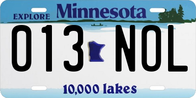 MN license plate 013NOL