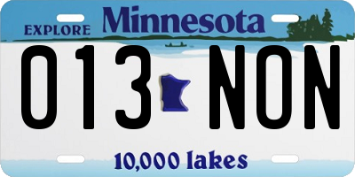 MN license plate 013NON