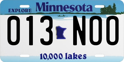 MN license plate 013NOO