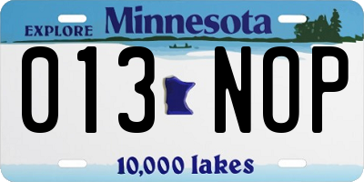 MN license plate 013NOP