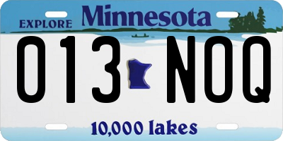 MN license plate 013NOQ