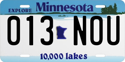 MN license plate 013NOU