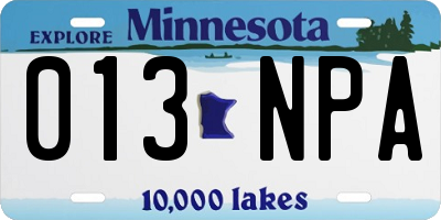 MN license plate 013NPA