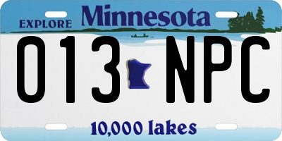 MN license plate 013NPC