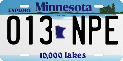 MN license plate 013NPE