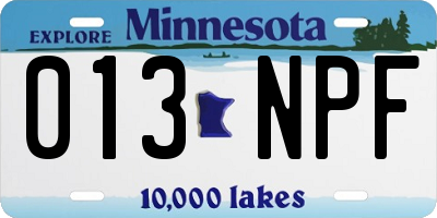MN license plate 013NPF