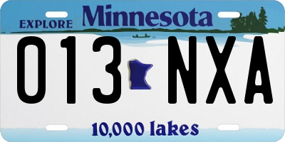 MN license plate 013NXA