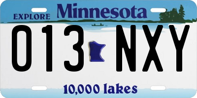 MN license plate 013NXY