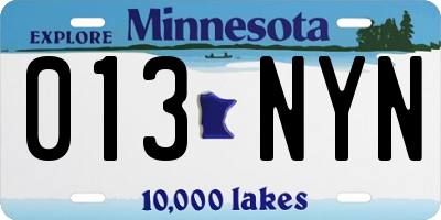 MN license plate 013NYN