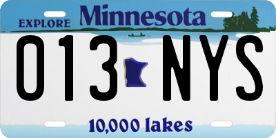 MN license plate 013NYS