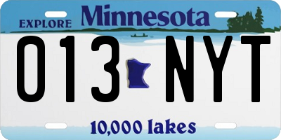MN license plate 013NYT