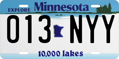 MN license plate 013NYY