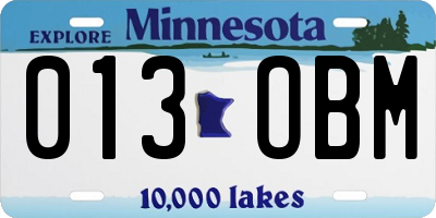 MN license plate 013OBM