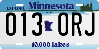 MN license plate 013ORJ