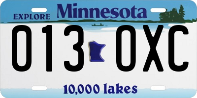 MN license plate 013OXC