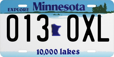 MN license plate 013OXL
