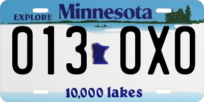 MN license plate 013OXO
