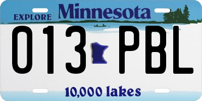 MN license plate 013PBL