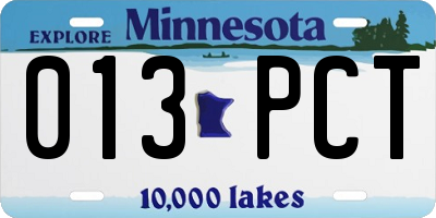 MN license plate 013PCT