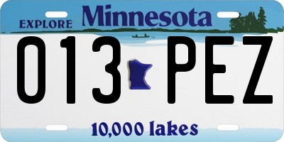 MN license plate 013PEZ